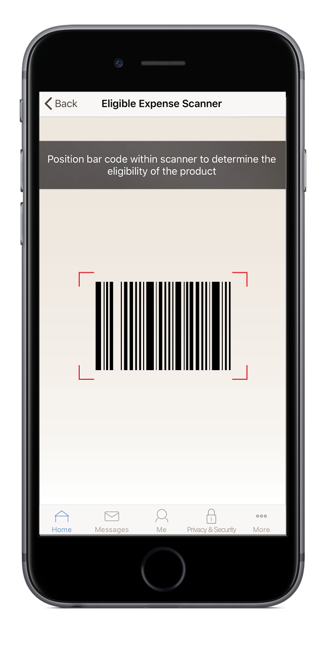 Image of iPhone screen showing eligible expense scanner screen